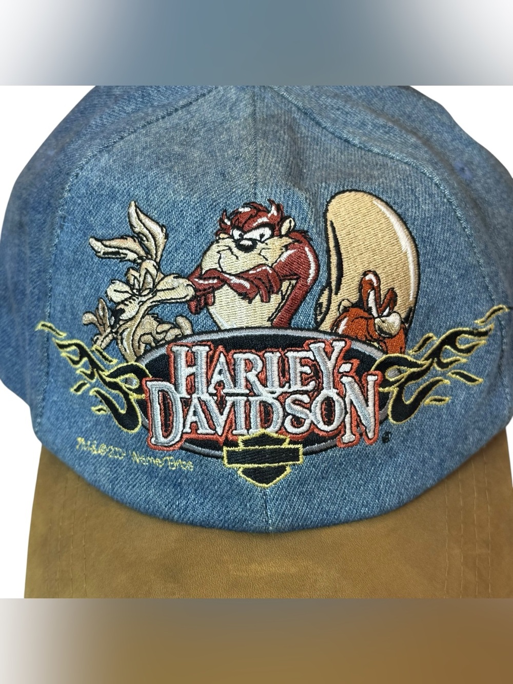 Harley-Davidson Looney Tunes Denim Leather Brim Adjustable Hat Vintage